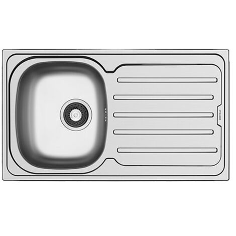 Contemporary Stainless Steel Kitchen Sink with Drainer, 860 x 500mm