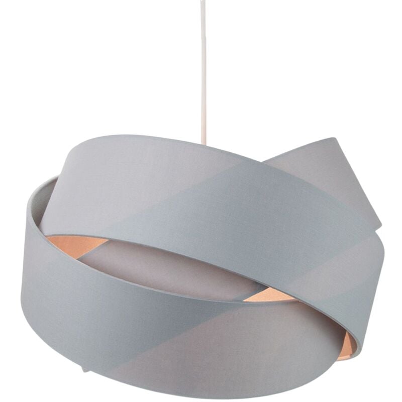 Contemporary Triple Ring Grey Cotton Fabric Pendant Shade with Grey Satin Inner by Happy Homewares