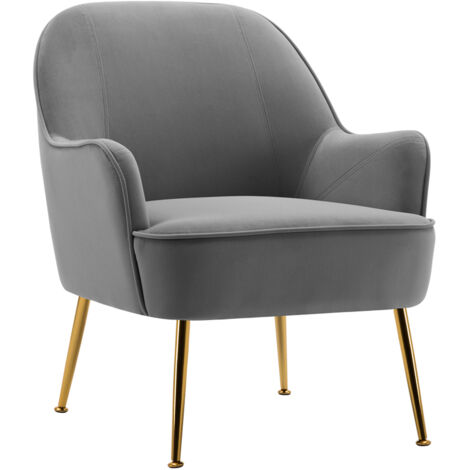Contemporary Upholstered Comfy Armchair with Gold-Plated Feet