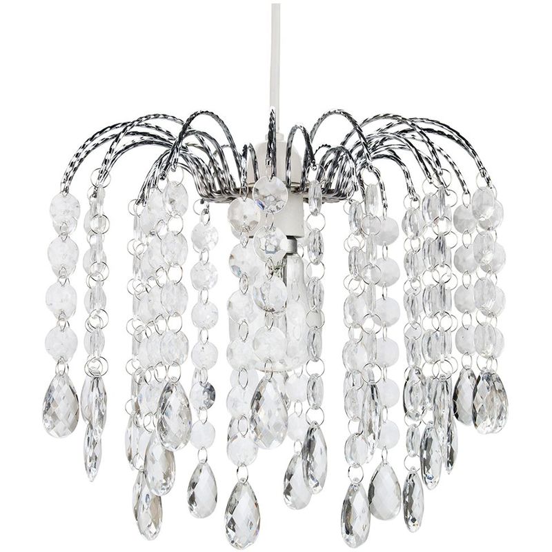 Contemporary Waterfall Pendant Shade with Transparent Acrylic Droplets and Beads by Happy Homewares
