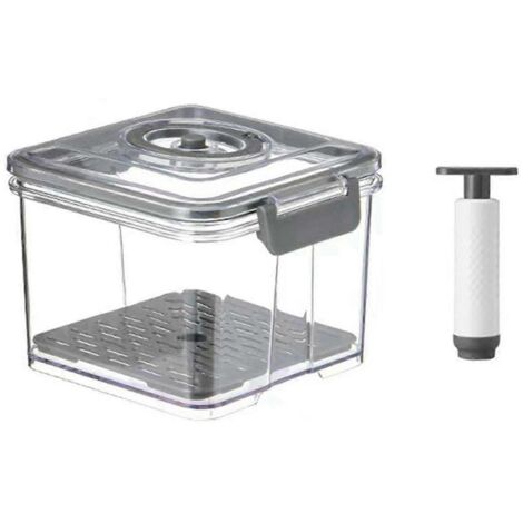 Contenant de rangement sous vide transparent pour réfrigérateur avec filet de drainage et distributeur d'aliments de grande capacité