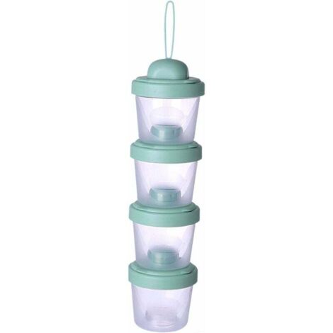 Contenedor apilable y antiderrames Ulisem para almacenar leche en polvo para bebés, ideal para viajes (verde, 4 capas)
