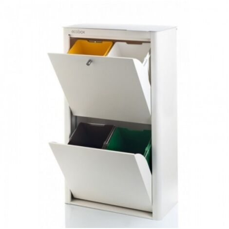 Contenedor basura ecologico metalico 4 departamentos blanco