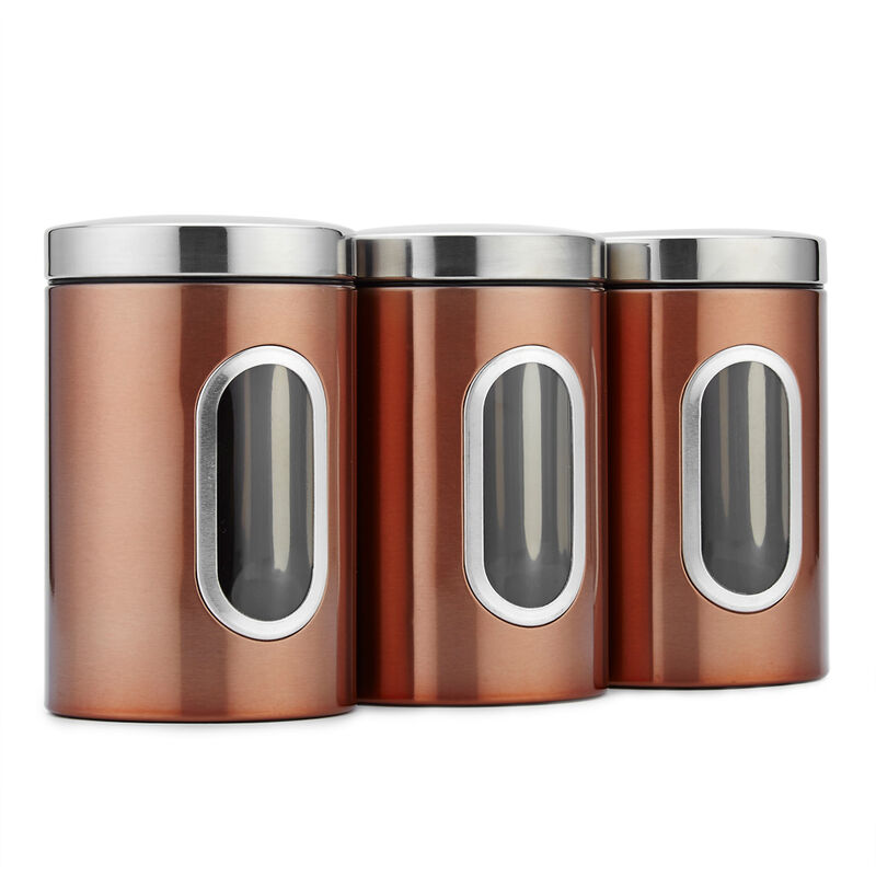 

3pcs / set Contenedor de almacenamiento de alimentos Juego de almacenamiento de alimentos con tapas Tanque de almacenamiento de granos con ventana de