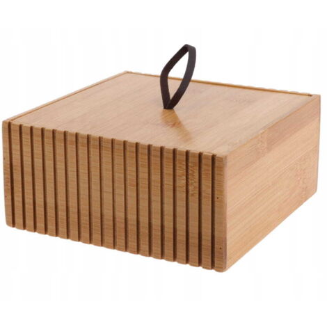 Contenedor de baño, organizador de bambú, decorativo, elegante, 15x15x7cm