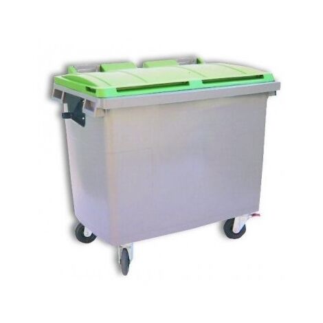 Contenedor De Basura 1100 Litros  Beige Y Tapa Verde CON RUEDAS