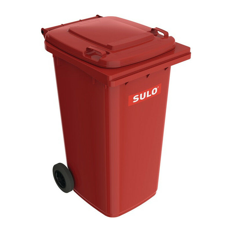 

Cubo de basura grande 240l HDPE rojo, móvil según EN 840 SULO