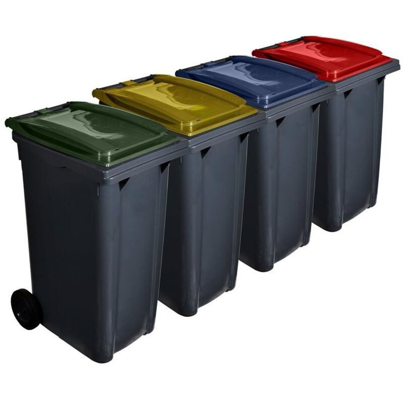 

Contenedor de basura reciclables 120L 2 ruedas | Cubiertas varios colores | Ecodiseño - color :TAPA ROJA - TAPA ROJA - TAPA ROJA