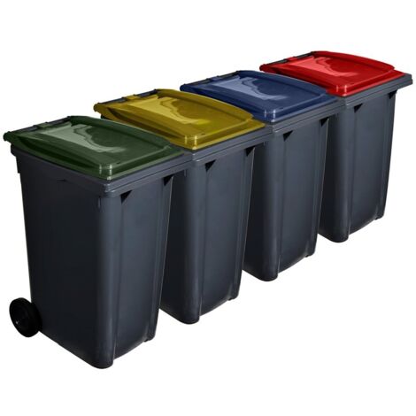 Contenedor de basura reciclables 240L 2 ruedas  Ecodiseño Negro - COLOR: ROJO