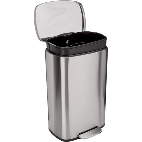 Contenedor de basura rectangular de cierre suave, 50 l (13,2 galones), níquel satinado