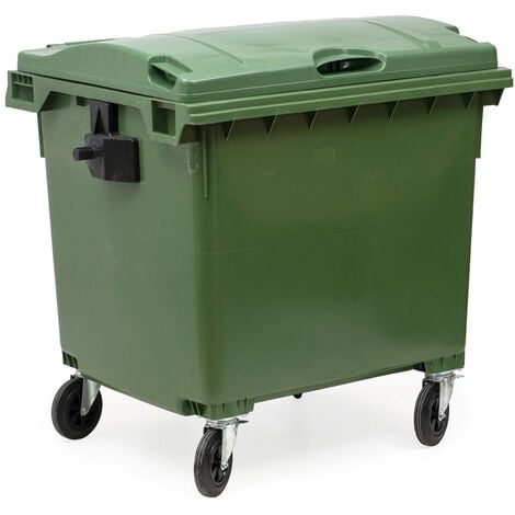 Contenedor de basura verde 1000 litros con 4 ruedas - Verde