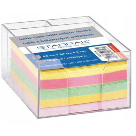 Contenedor de plástico con tarjetas de colores 85x85x50 mm