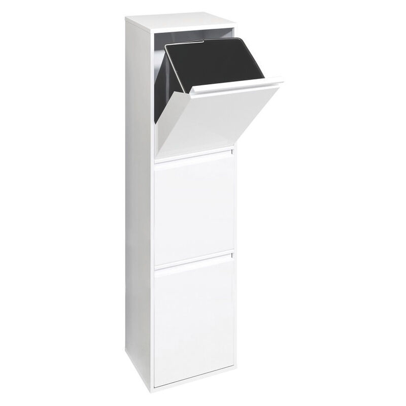

Arregui Basic Cubo de basura y reciclaje de acero de 3 cubos, blanco - blanco
