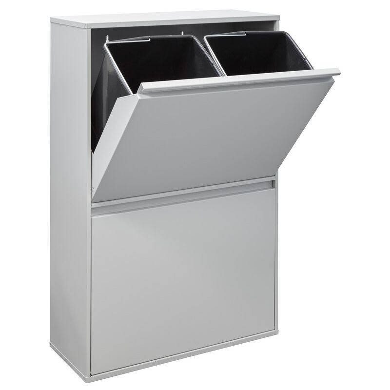 

Arregui Basic Cubo de basura y reciclaje de acero de 4 cubos, gris claro - gris claro