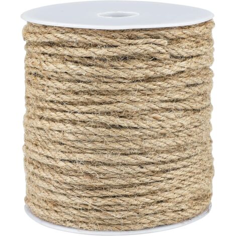 Contenedor de yute de 4 mm y 50 m Cuerda de cáñamo, cordel para jardinería, ideal para camping, decoración, bricolaje y jardinería.
