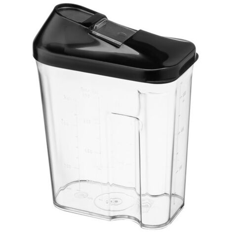 Contenedor dispensador de alimentos HUGO de 750 ml y 0,75 litros, incoloro, con tapa negra