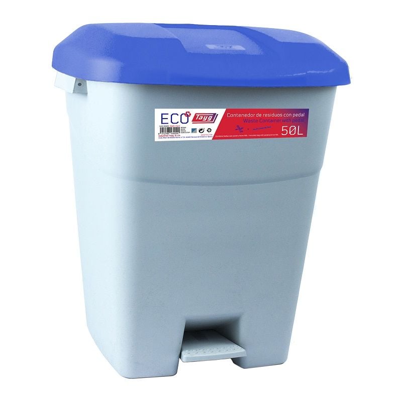 

Industrias Tayg - Tayg Contenedor .50L.Pedal Gris Tapa Azul 400*430*509