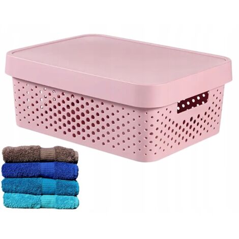 CONTENEDOR INFINITY 11L CALADO CON TAPA ROSA