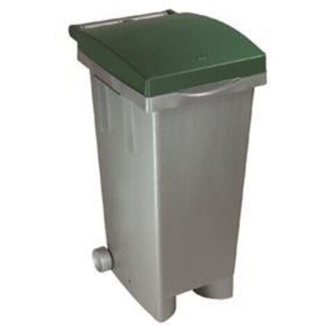 Contenedor jardin MAIOL 80l c/ruedas  verde y gris CVS80