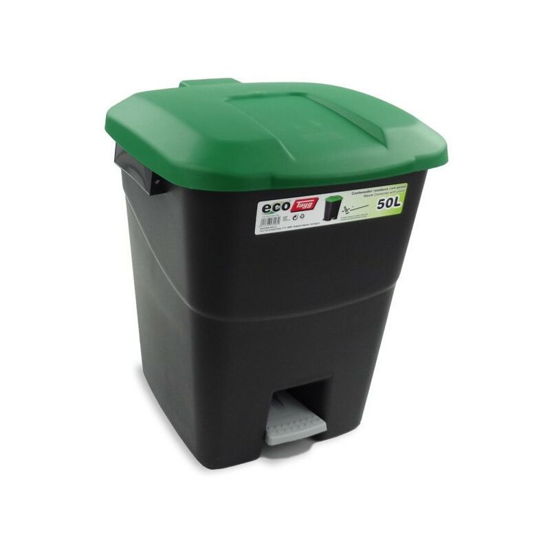 

Contenedor negro residuos 50 l + pedal tapa verde TAYG