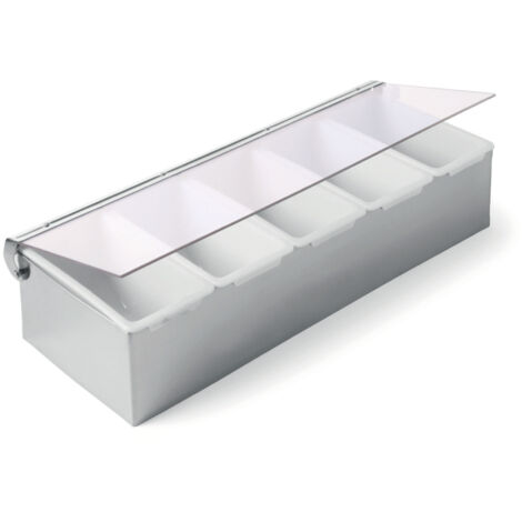 Contenedor para aditivos de bebidas, 5 insertos, acero - Hendi 552100