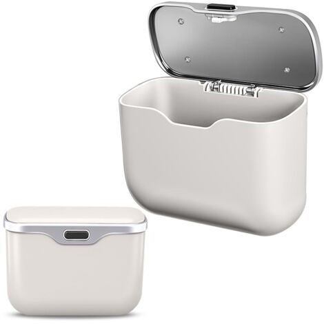 Contenedor para coche con tapa, contenedor automático a prueba de fugas, soporte para bolsas de basura de coche a prueba de fugas, con tapa de cuero PU, apto para asientos/puertas traseras, apto para 