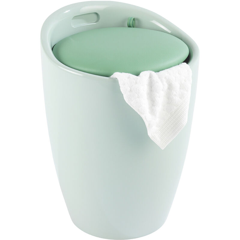 

Contenedor para la ropa y taburete para el baño Candy, menta WENKO