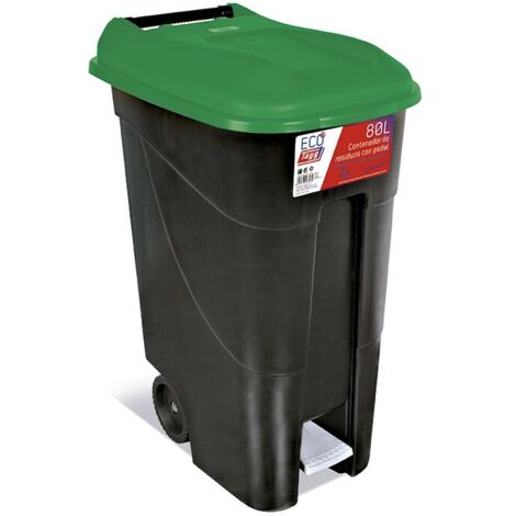 CONTENEDOR PEDAL/RUEDA T VERDE - 80 L