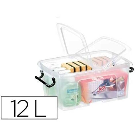 Contenedor plastico cep 12 litros 405x295x183 mm transparente con tapa y cierre hermetico