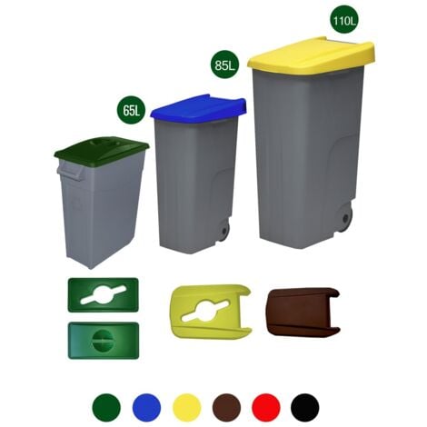 Contenedor Reciclo 85 litros Cerrado, Verde, 76x57x42 cm, INCLUYE rollo de 10 Bolsas de basura de 100 litros