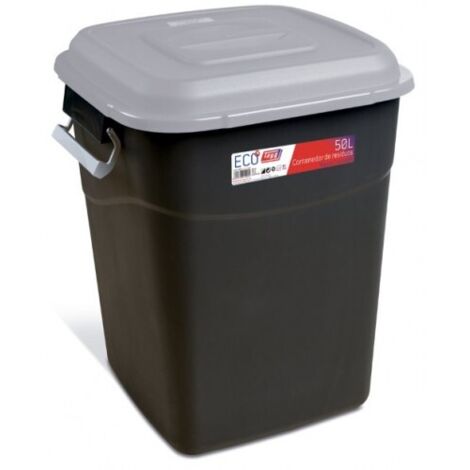 Contenedor Residuos 050L Pp C/Asas-Tapa Negro/Gris Tayg