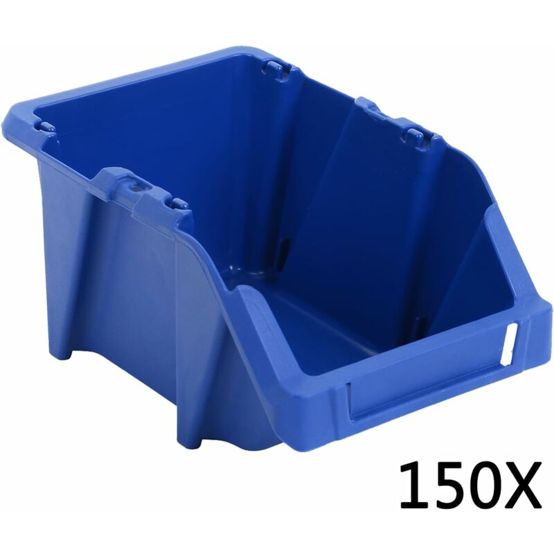 

vidaXL Contenedores almacenaje apilables 125x195x90 mm azul 150 uds - Azul