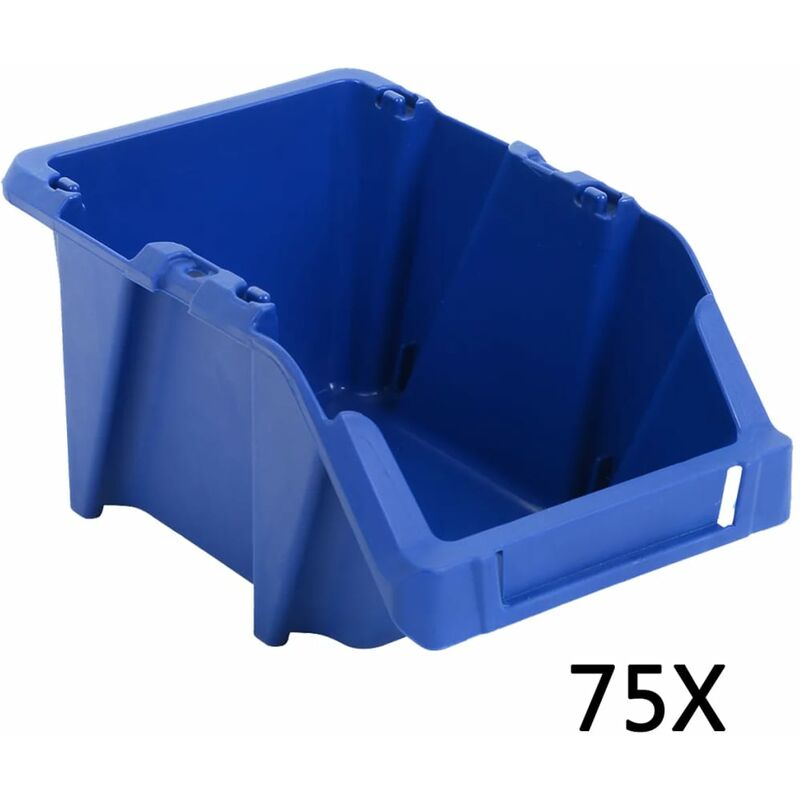 

vidaXL Contenedores almacenaje apilables 153x244x123 mm azul 75 uds - Azul