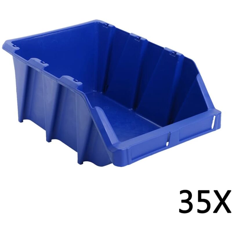

Contenedores almacenaje apilables 218x360x156 mm azul 35 uds