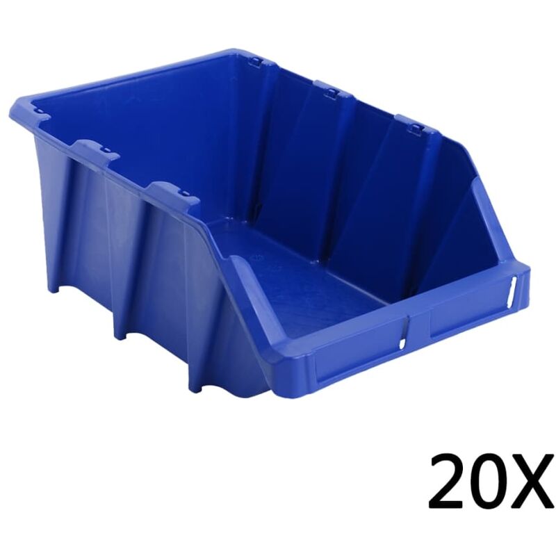 

vidaXL Contenedores almacenaje apilables 265x420x178 mm azul 20 uds - Azul