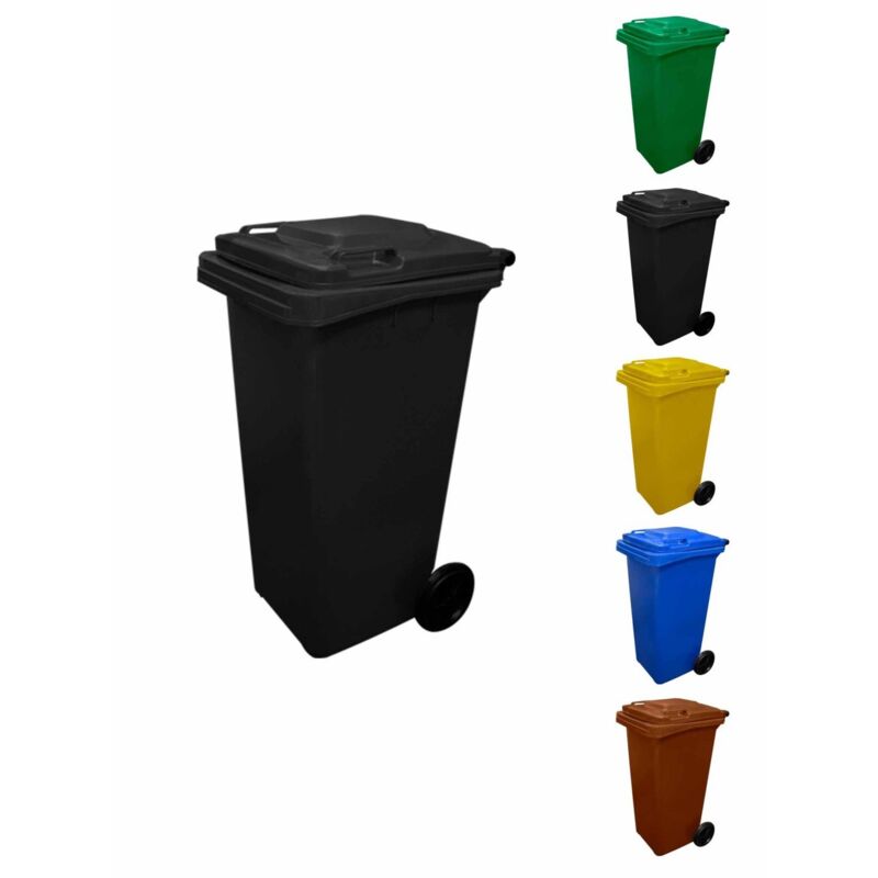 

Contenedor de Basura Reciclables de Colores con Ruedas 120L | Alta Calidad | Varios Colores - COLOR: NEGRO
