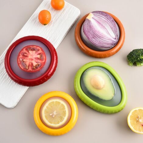 Contenedores para almacenar frutas en el refrigerador, protector de aguacates, caja de almacenamiento de frutas y verduras inoxidable, juego de 4 contenedores de almacenamiento