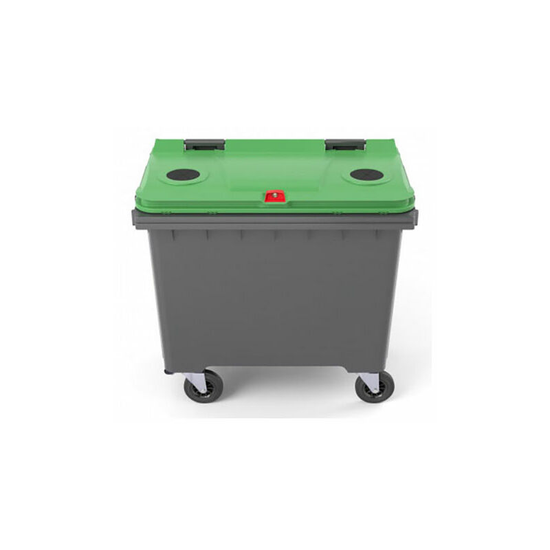 Matisère - Conteneur poubelle 660 litres à préhension latérale pour le tri du verre - Poubelle verte - 210043V