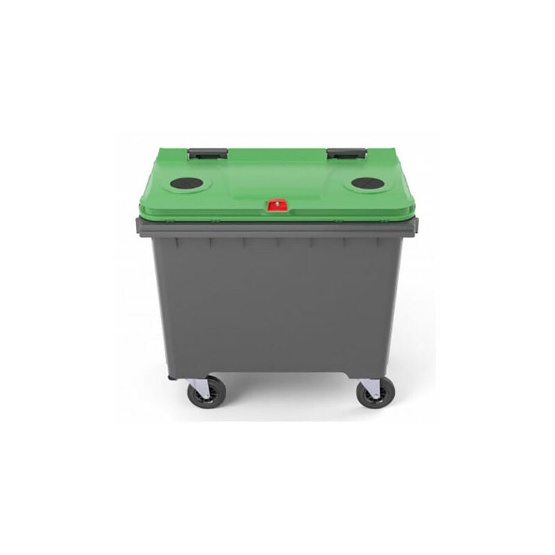 Rayonnage Direct - Conteneur poubelle 770 litres à préhension latérale pour le tri du verre - Poubelle verte - 210044V