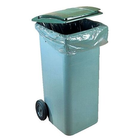 Conteneur à déchets 120 litres tri sélectif 2 roues - couvercle vert