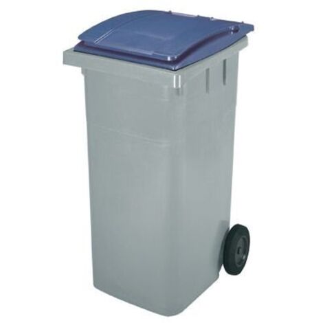 Conteneur à déchets 360 litres tri sélectif 2 roues - couvercle bleu
