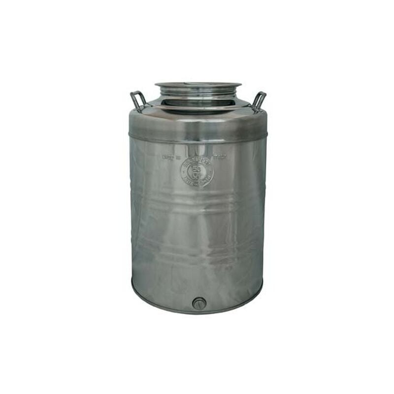 Conteneur baril Belvivere pour huile 10 lt en acier inoxydable 18/10 pret pour le raccordement vin bie're 1/2 ' Acciaio Inox lt. 10