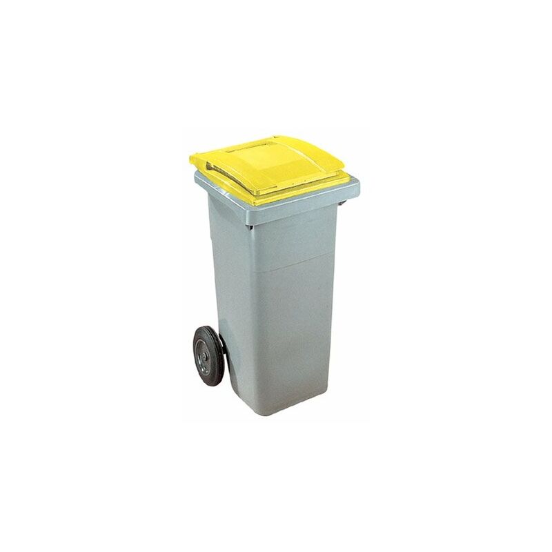 Sulo - Conteneur à déchets 120 litres tri sélectif 2 roues - couvercle jaune - Jaune