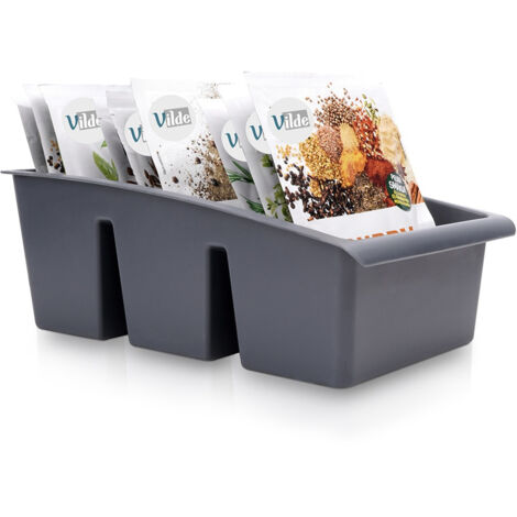 Conteneur de rangement de cuisine pour sacs à épices pour tiroirs et armoires Gris