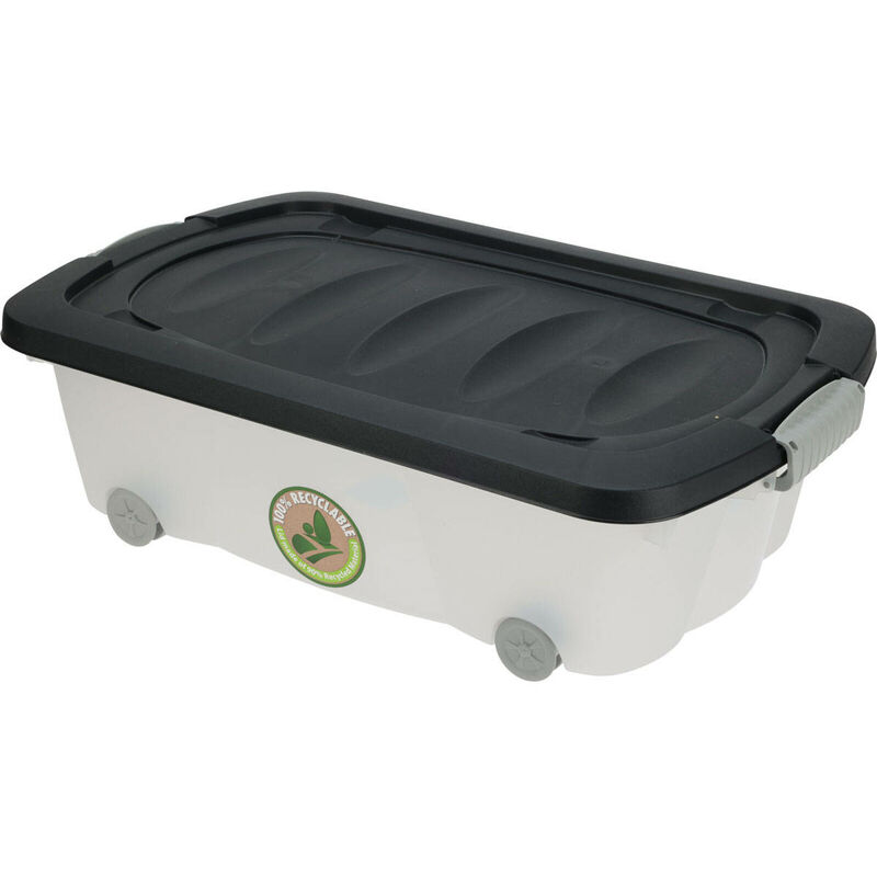 Storage Solutions - Conteneur de rangement, sur roulettes, plastique recyclé, 24 l