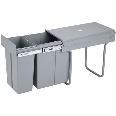 PILITO Poubelle à Suspendre à Une Porte D'armoire De Cuisine Avec Couvercle 79 Litres Petite Poubelle Sous Levier Pour Salle De Bain Cuisine Camping Car Poubelle Murale En Plastique Gris