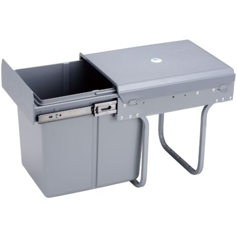 Conteneur de tri pour meuble de cuisine, poubelles sous évier 20L, fixation par le bas et extraction manuelle, seau amovible, avec couvercle