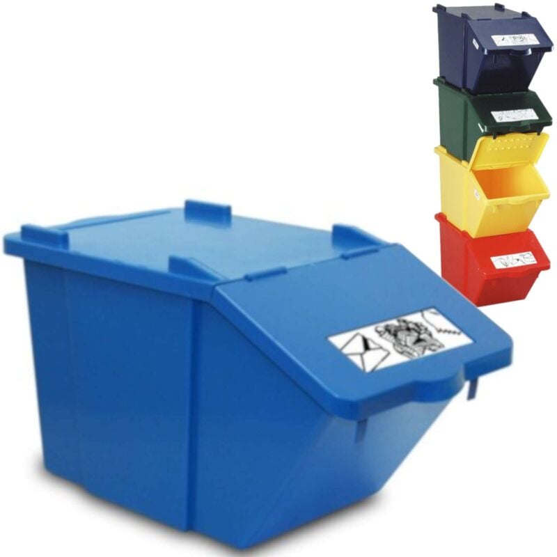 Conteneur de tri sélectif à deux étages - bleu, 45L