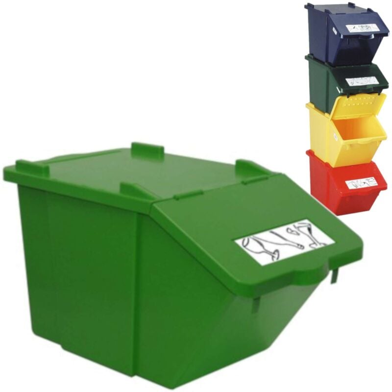 Conteneur de tri sélectif à deux étages - vert, 45L