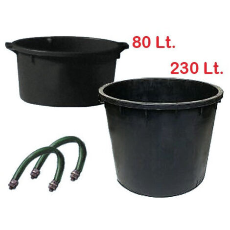 Conteneur en plastique 80L noir – Ø65xH32 cm – Poignées pour manipulation facile – Pour fermentation moût raisin et stockage liquides – ICS